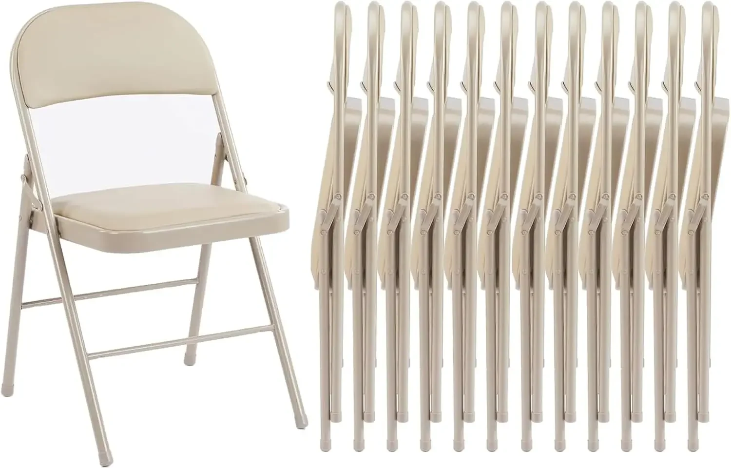 USA Stock Folding Chair 12 Pack, Leather Padded Folding Chairs, Sturdy Metal Foldable Chairs, Easy To Use And Store, Outdoor And