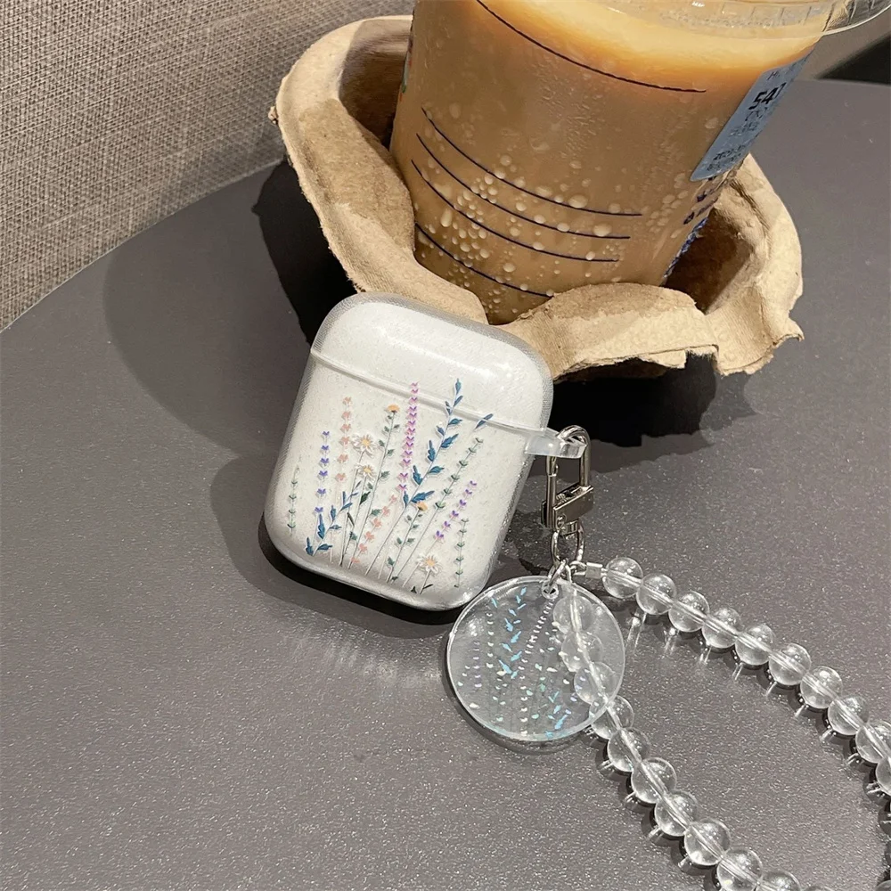 แฟชั่นดอกไม้ Glitter เงาสําหรับ AirPods 1 2 3 4 หูฟังไร้สายบลูทูธสร้อยข้อมือสําหรับ Apple airpods Pro 2nd Funda