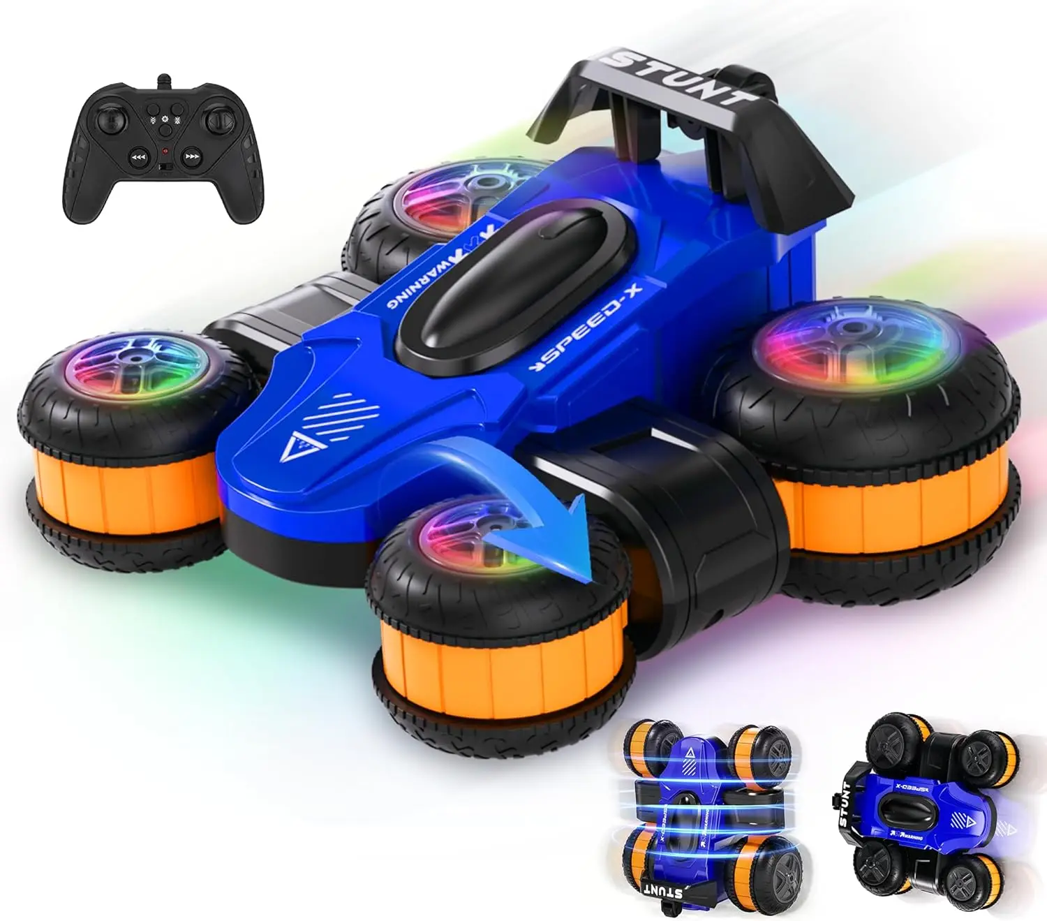

High-Speed 360° Rotating Stunt RC Drift Car for Kids Ages 3-16, with LED Lights and Dual Batteries