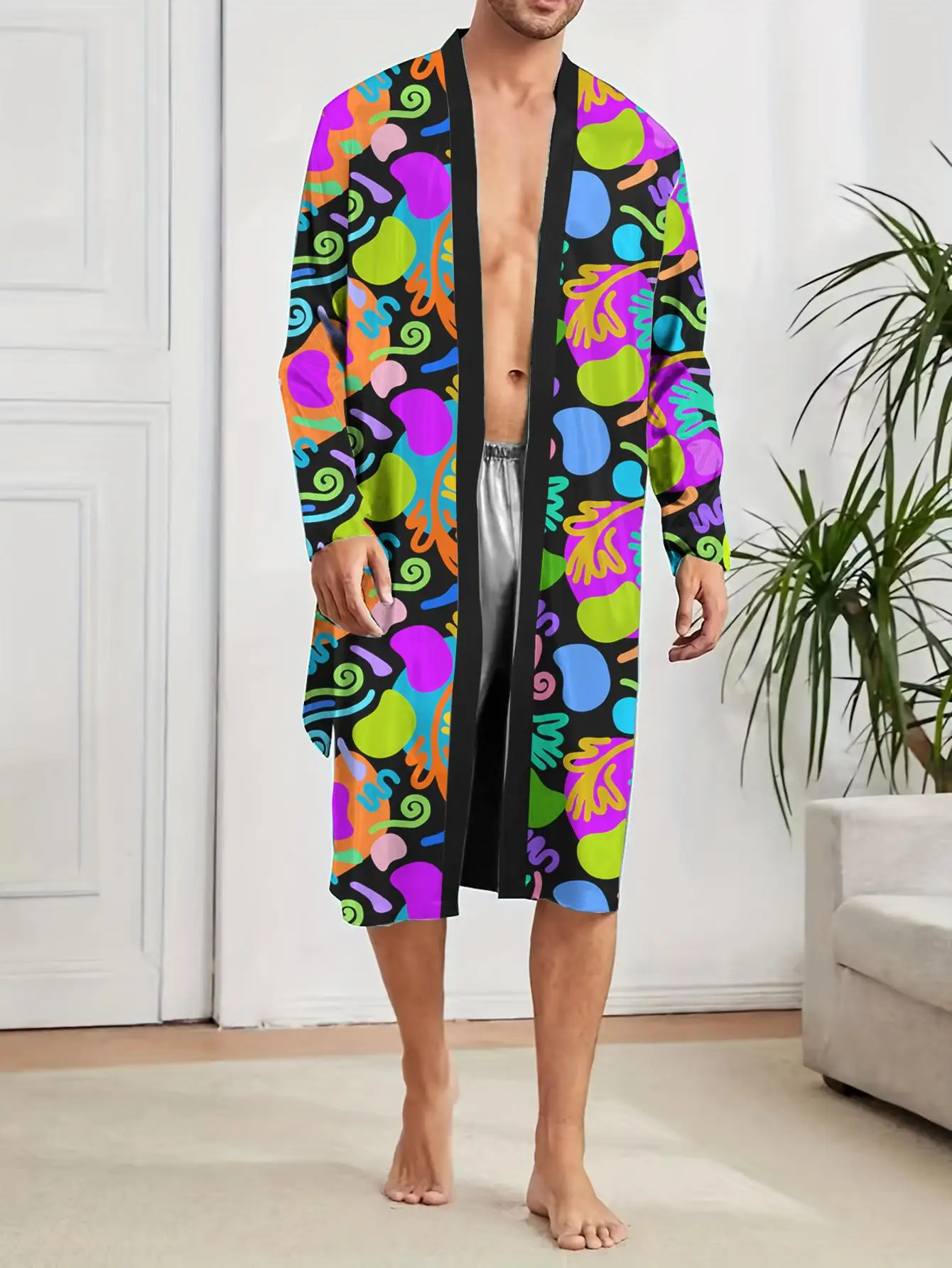 1pcs Men's Robes 2026 Spring/Summer sleepwear Graphic Bathrobe Breathable Sleepwear 3D Printed Robe man Robes
