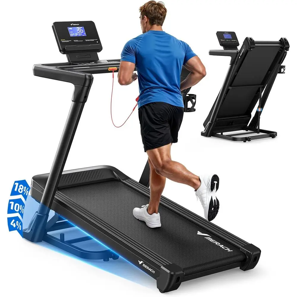 

15-18% Auto Incline, 55/47x18/19 Wide Belt, 0.5-8.7/10MPH Speed, 3.5HP Treadmill with Bluetooth, App, and Heart Rate Monitoring