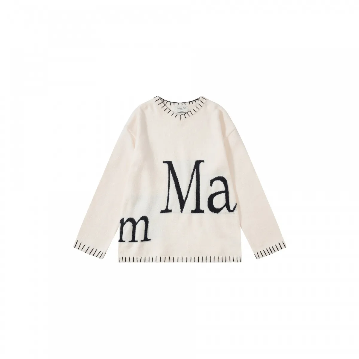 Matin Kim Letter Jacquard V Neck Knit Cardigan Stitch Detail Unisex Korean 2026