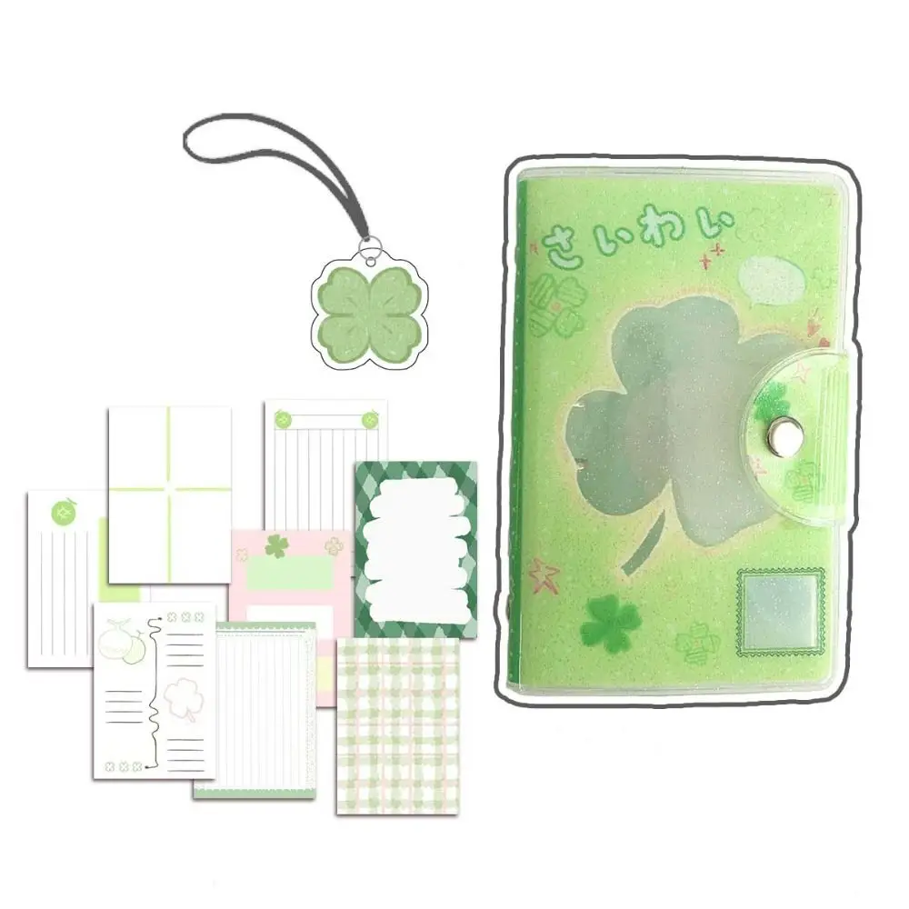Girl Glitter A7 Size Binder Pudding Pocket Removable Four-Leaf Clover Binder Sticker Storage Book PVC Material