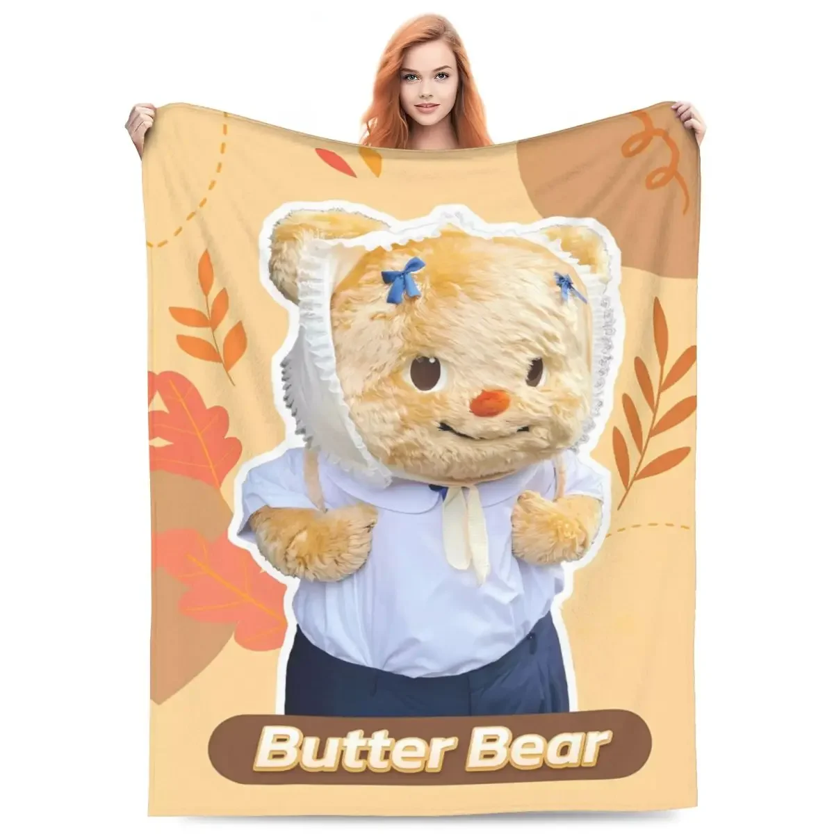 

Kawaii ButterBear Super Soft Throw Blanket for Camping Living Room Bed or Sofa Cozy Flannel Bedspread Novelty
