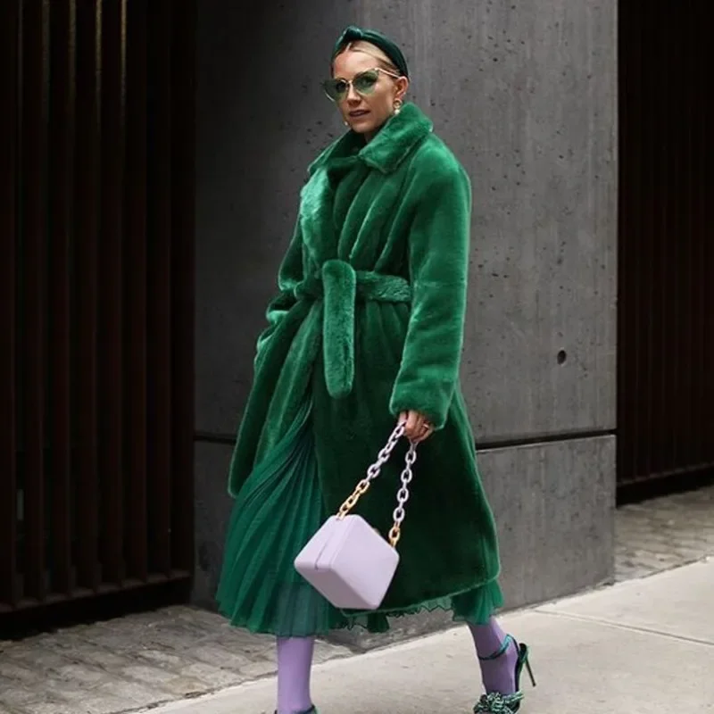 

Long Imitation Fur Coat Thickened Autumn and Winter Coat Women's Slim Coat Yk2 Long Coats for Winter for Women