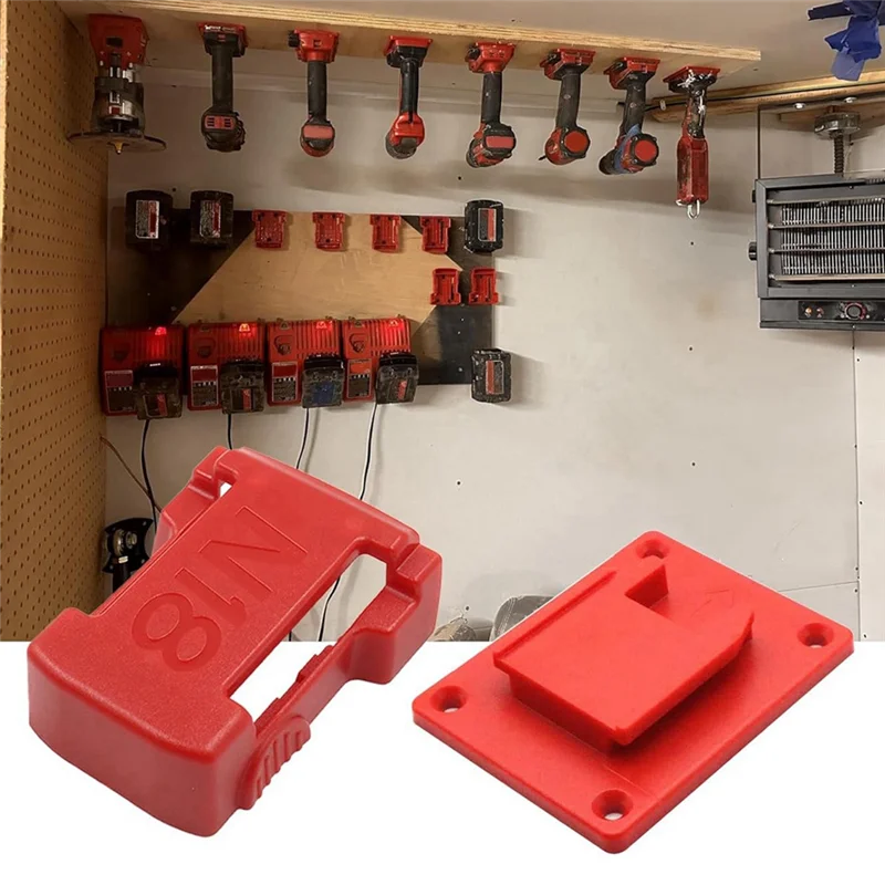 

AB47-For M18 18V Battery Tool Holders Battery Holders Wall Mount Red Drill Tool M8 Holder With Screws