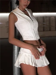 Black mini skirts vintage y2k clothes kawaii cute skirts korean fashion Summer white skirts for women micro skirts pleated white