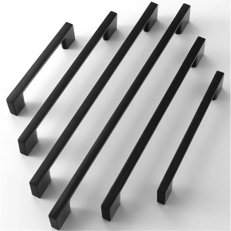 KK&FING 1 PCS Brushed Black Aluminum Furniture Cabinet Door Handles Glass Cabinet Wardrobe Door Drawer Pulls Furniture Hardware