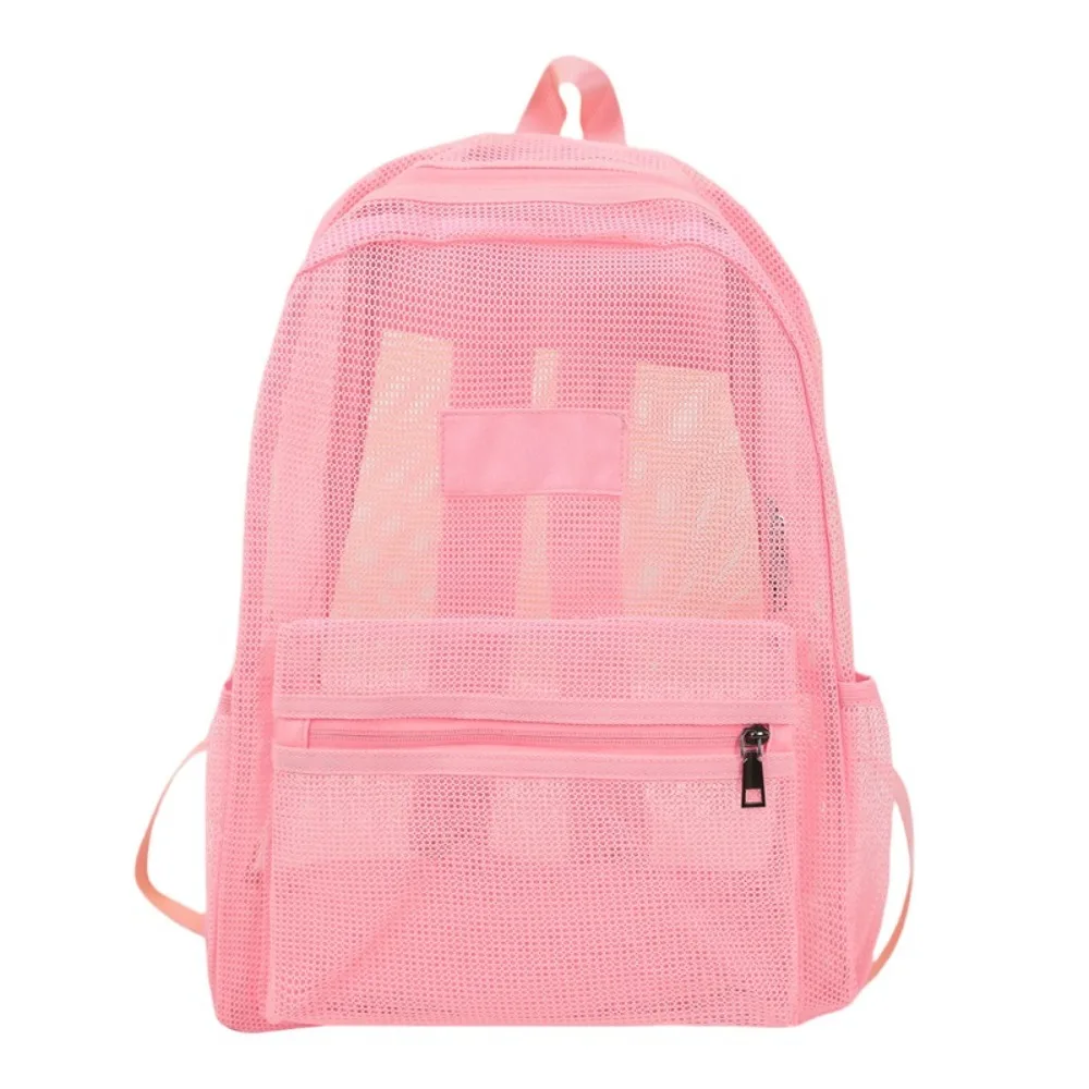 Breathable Mesh Mesh Backpack Multi Pockets Double Straps Bookbag High Capacity Lightweight Transparent Backpack