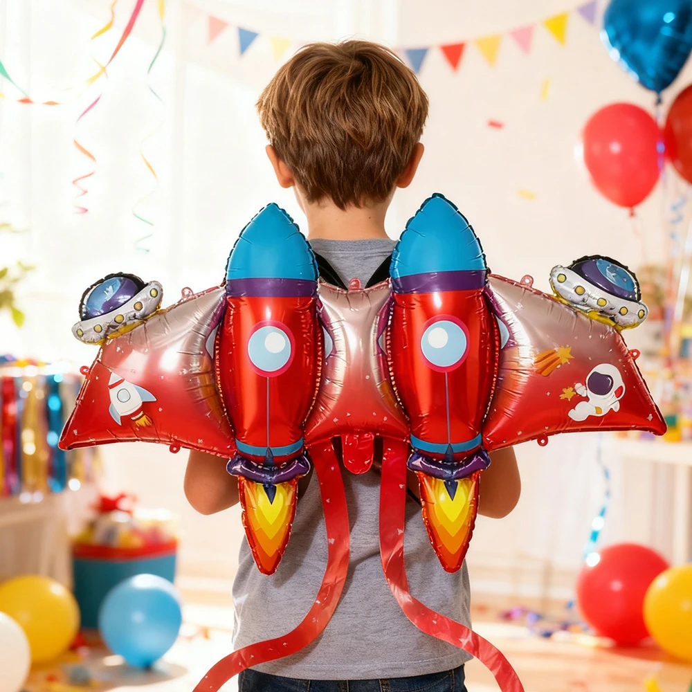 

Rocket Wing Wearable Aluminum Foil Balloons for Outer Space Theme Children Activities Birthday Party Festivals Decor Accessories
