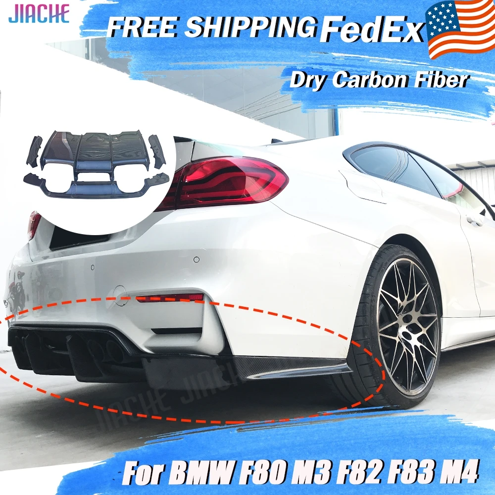 

Dry Carbon Fiber For BMW M3 F82 F83 M4 2014-2018 Rear Diffuser Spiltters Bottom Plate Convertible PSM Style Exterior Accessories
