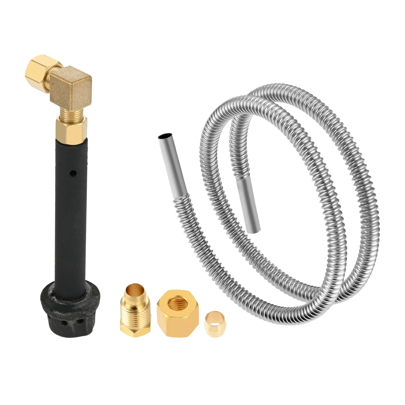 

Chinese Wok Range Jet Burner Kit Pilot Burner Flame Mini Small Burner Safety with 1/4" Hose Fittings and M10X1 Nut Thread