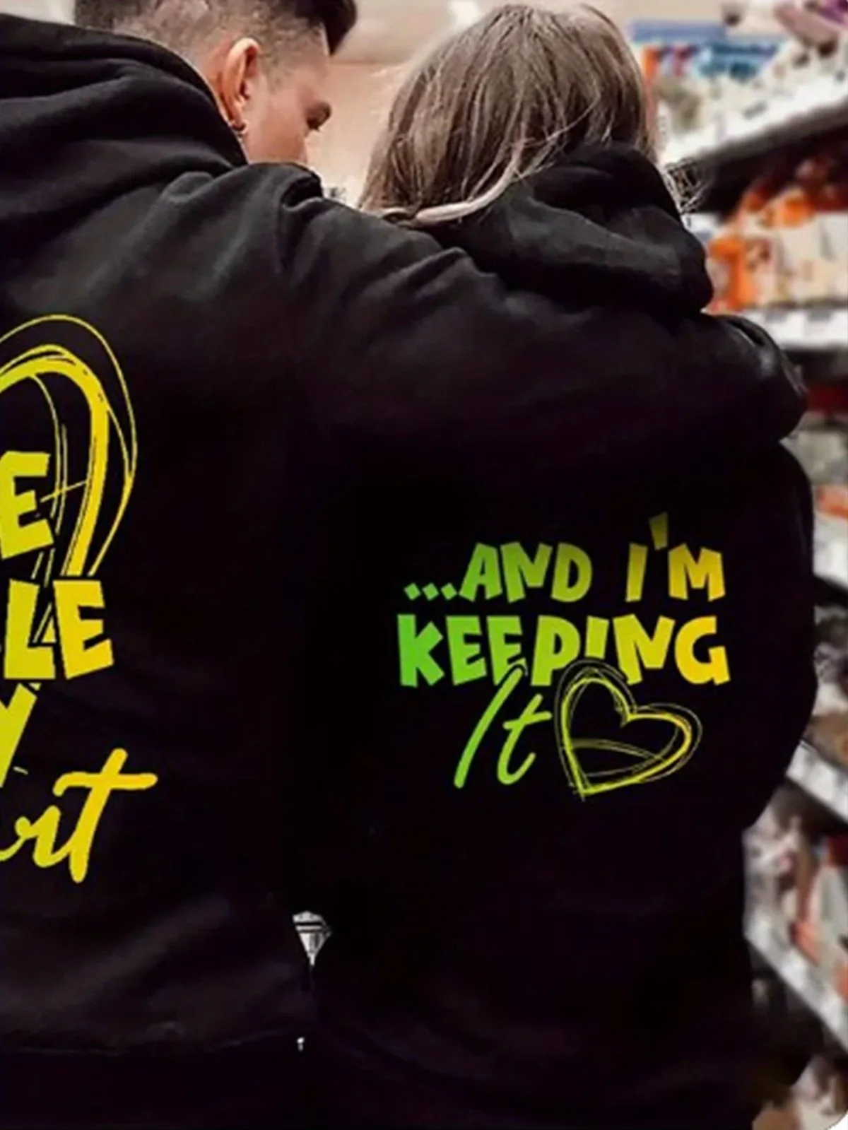 1 STÜCK [Paar-Stil] Lässiger Pullover „She Stole My Heart“-Muster, passender Paar-Hoodie, bequemer und lockerer Valentinstagsgeschenk-Pullover