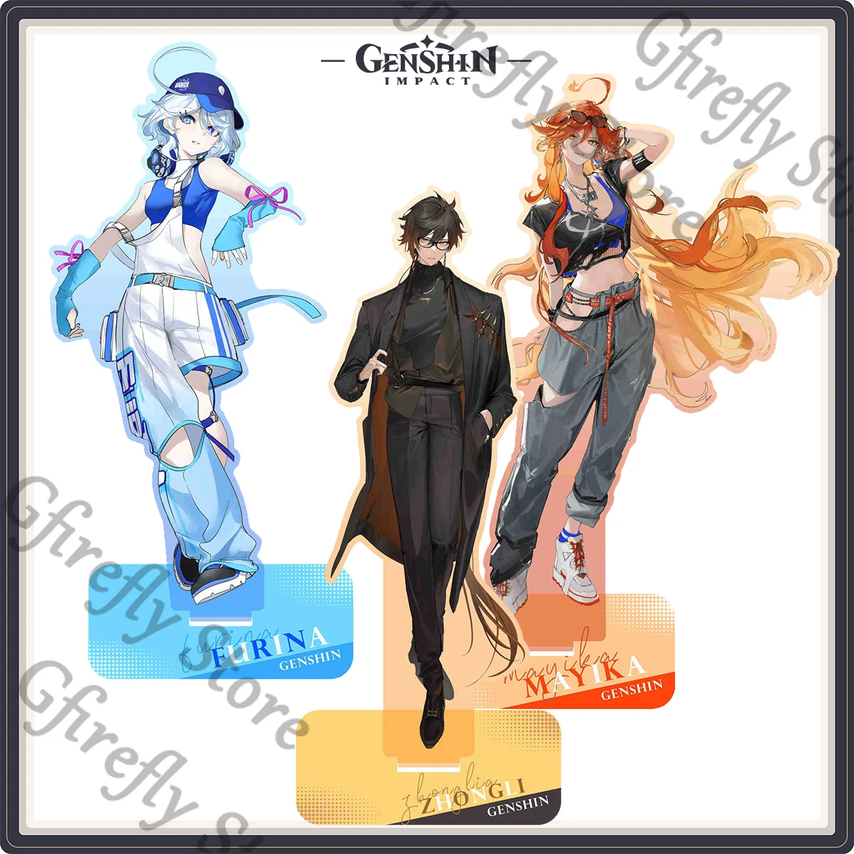 

Genshin Impact Standing Plate Furina Decoration Anime Zhongli Desktop Indicative Board Arlecchino Show Shelf Ambitus Gift