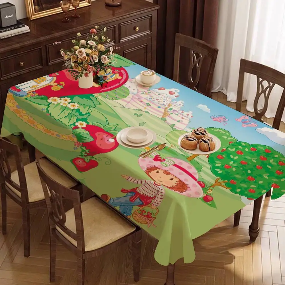 Cute S-strawberry-shortcakeS Tablecloth Home Dinner Party Table Cover Wedding Banquet Outdoor Party Cover Hotel Tablecloths