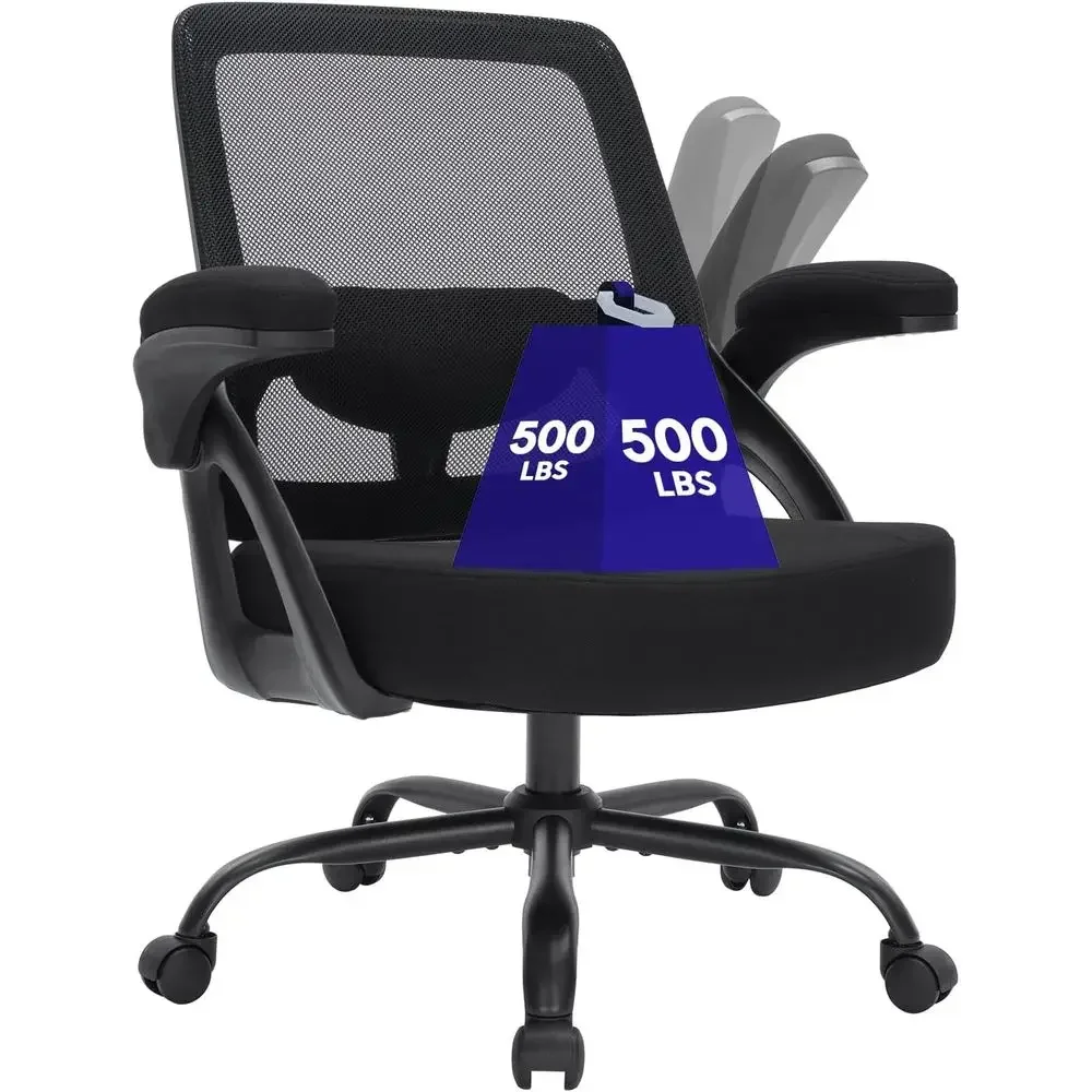 Ergonomic Mesh Office Chair for Large and Tall, Heavy Duty with Adjustable Armrests, Black