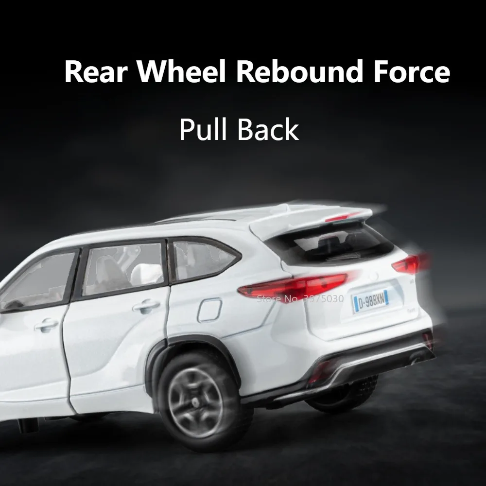 1/32 합금 자동차 모델 SUV 크라운 클루거 금속 다이캐스트 장난감, 높은 시뮬레이션 차량 풀백 문짝, 어린이를 위한 컬렉션 선물 오픈 가능