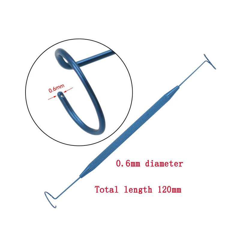 Instrumentos de microscopio oftálmico, ganchos de sonda de doble cabeza, sondas de tubo de desgarro de aleación de titanio