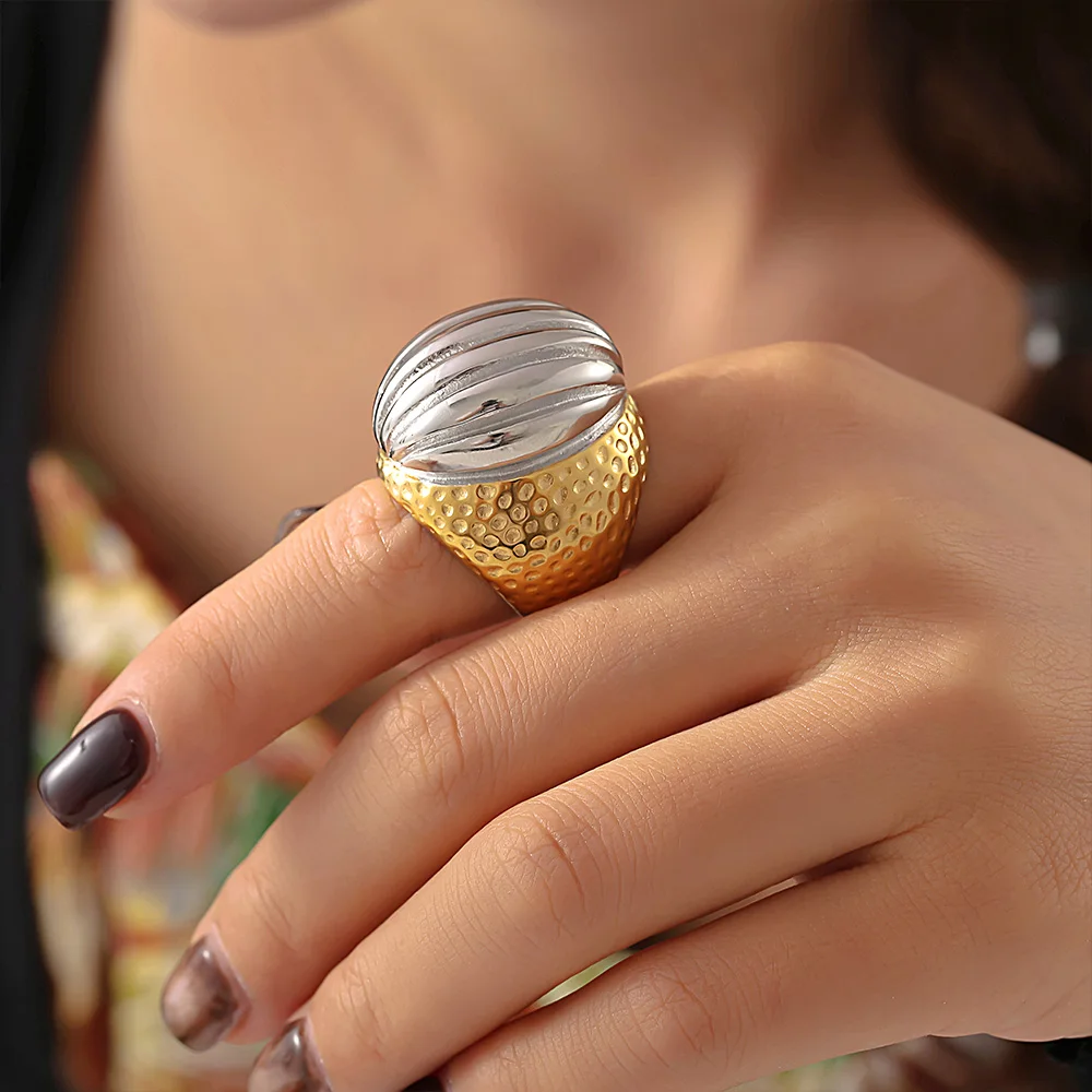 Exaggerate Texture Stainless Steel Rings For Women Trendy Luxury Vintage Index Finger Ring Jewelry Woman Wedding Gift