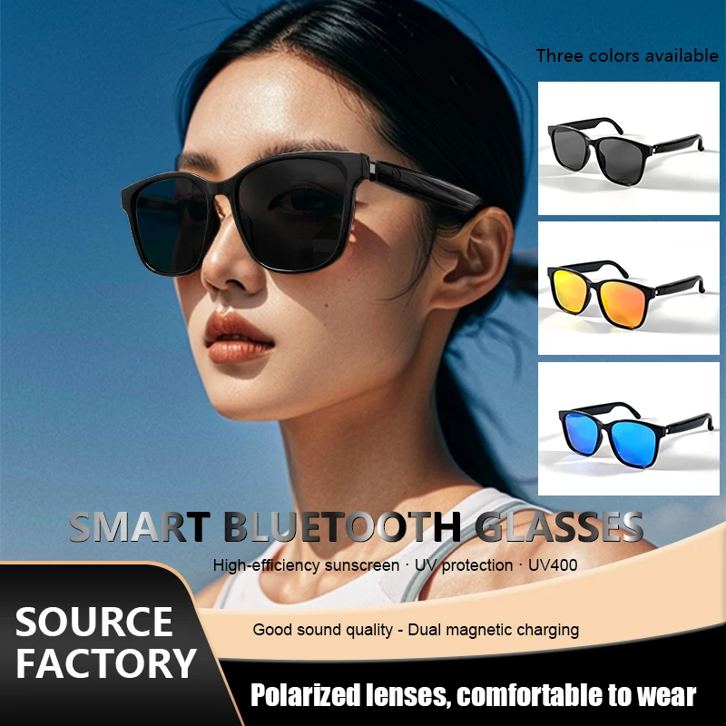 Gafas inteligentes Bluetooth con ajuste automático, auriculares inalámbricos Bluetooth, gafas de sol antiluz azul, impermeables para hombre y mujer