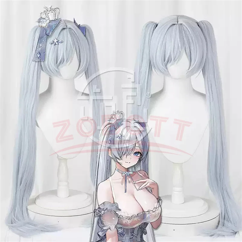 

Anime Goddess of Victory: Nikke Cinderella Glass Princess Cosplay Wig Grey Double Ponytail Long Hair Synthetic Wig+Wig cap