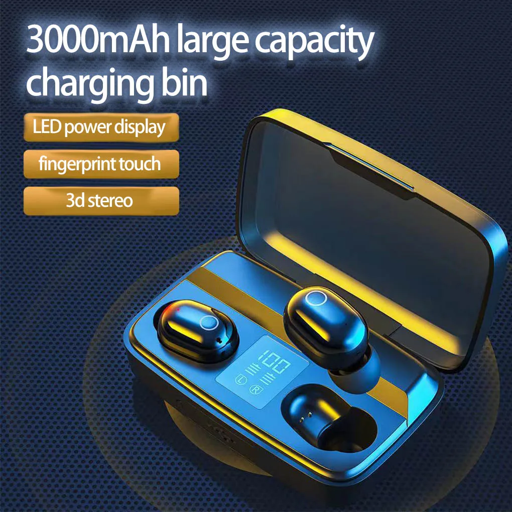 Fone De Ouvido Compatível Bluetooth Com Caixa De Carregamento, Auricular Sem Fio