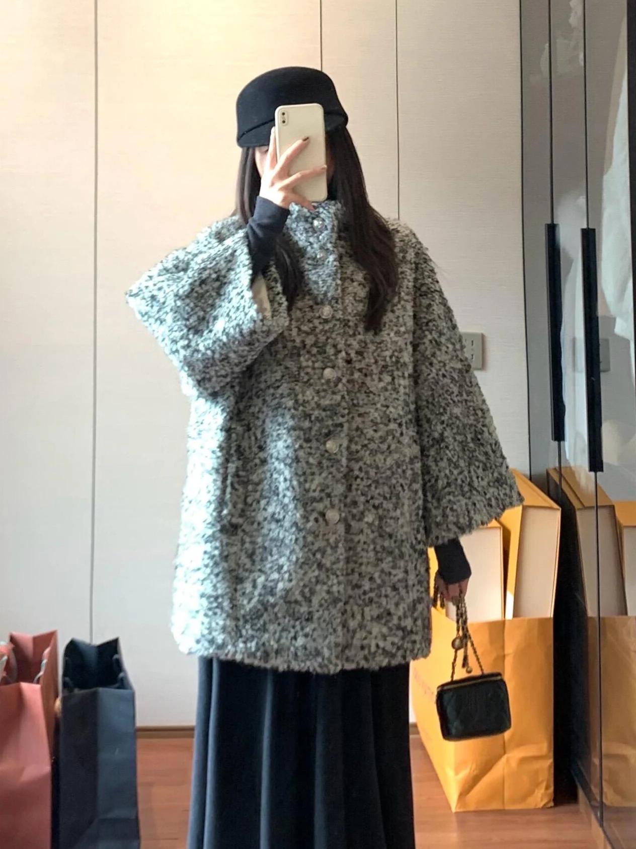  Long Woolen Coat for Women Unique Design Heavy Flower Pattern Fragrant Style Spring Fashion Elegant Rich Girl Feeling