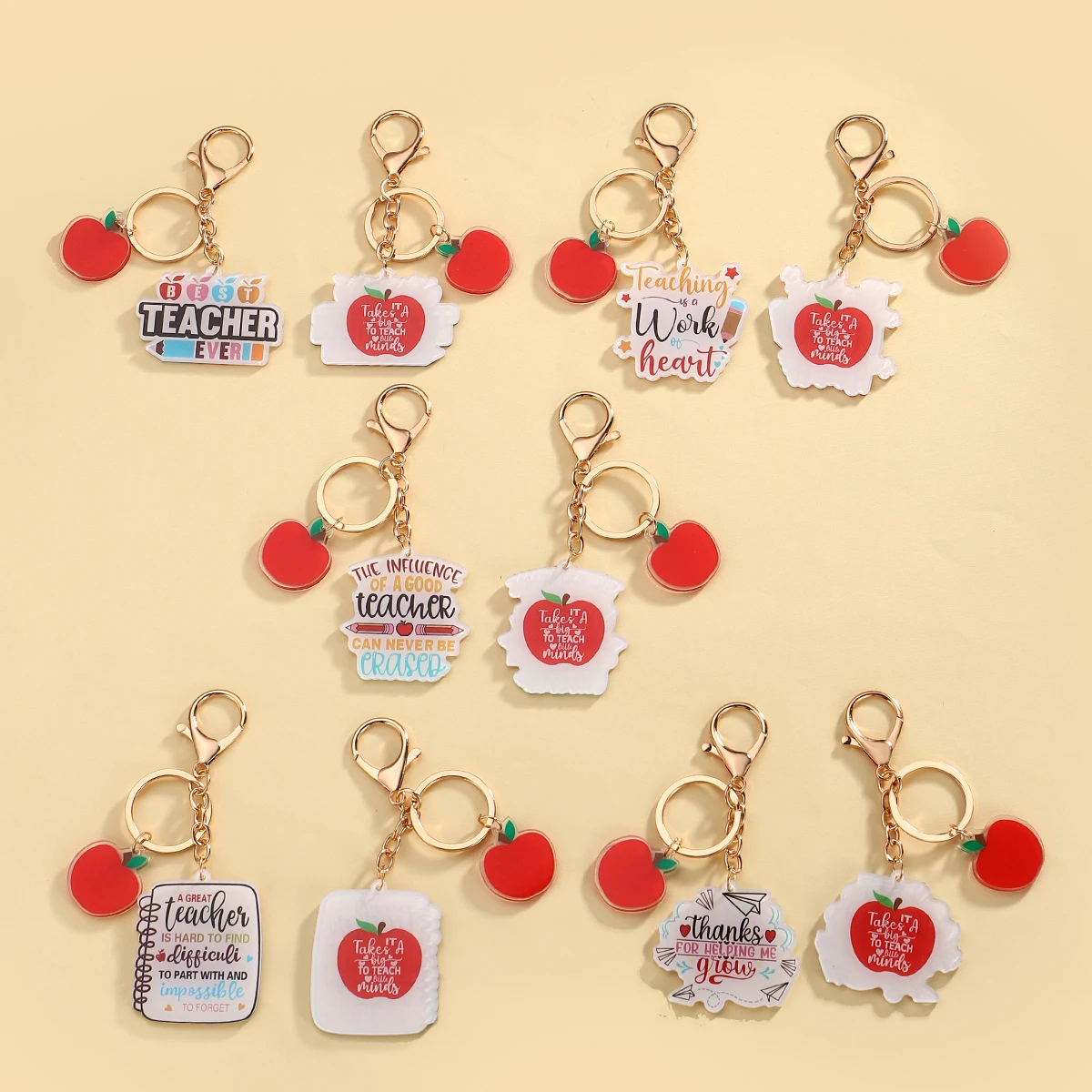 1Pc double-sided acrylic teacher keychain, the best daily gift for teachers, Teacher's Day, back to school season,  Thanksgiving