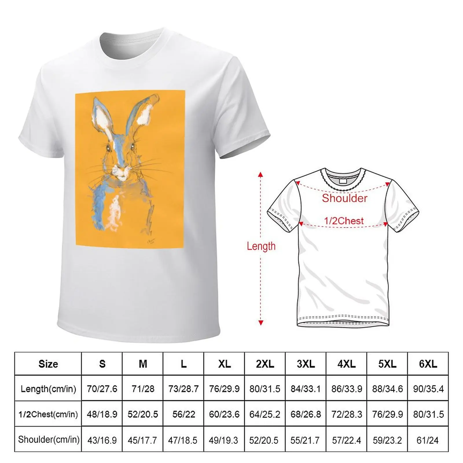 Mustard Blue Summer Hare T-Shirt cute tops tees vintage clothes t shirts for men