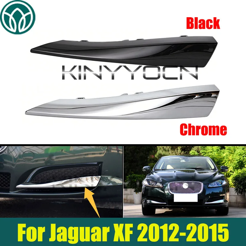 Black Or Chrome Car Front Bumper Fog Lamp Trim For Jaguar XF 2012 2013 2014 2015 Bumper Fog Lamp Strip Trim