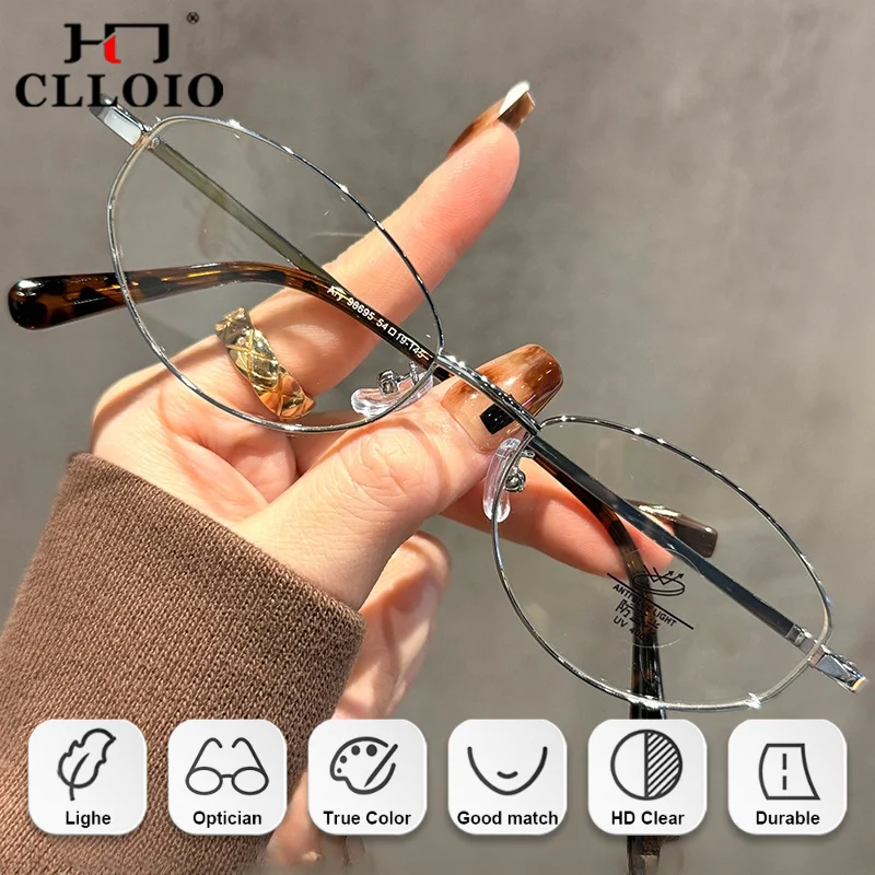 CLLOIO خمر تصميم هندسي النساء قصر النظر وصفة طبية النظارات البصرية موضة الضوء الأزرق تصفية نظارات القراءة متعددة البؤر #3