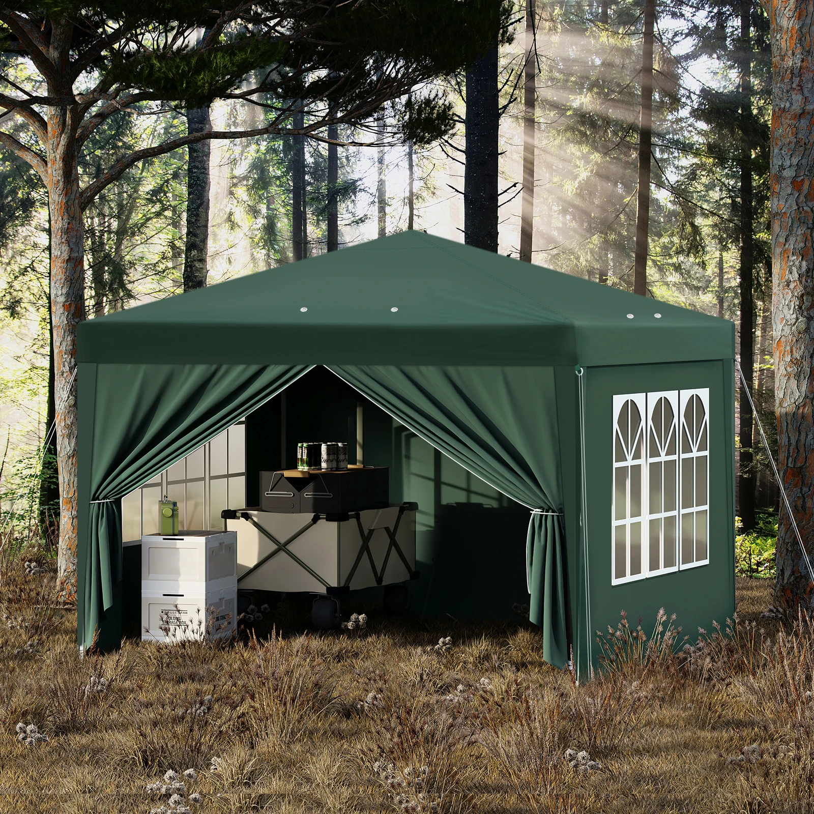 طوي المنبثقة للماء قابل للتعديل ارتفاع حديقة شواء أكشاك مع جدران جانبية النوافذ للتخييم الشاطئ حفلة خيمة قابلة للطي