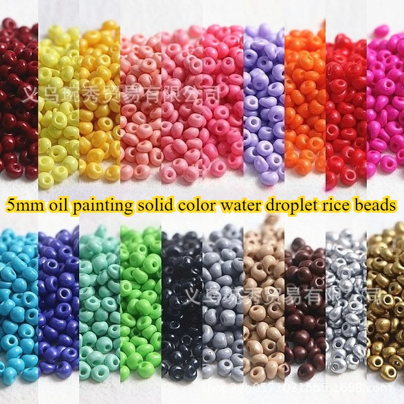 

5mm Oil Painting Solid Color Flat and chubby Water Drop Rice Beads Handmade DIY Bracelet Necklace Accessories Bead Material