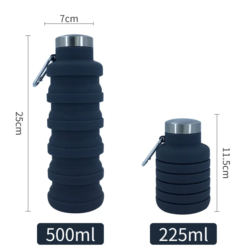 2024 New Outdoor Sports Silicone Water Bottle Mountaineering Riding Portable Silicone Foldable Water Bottle