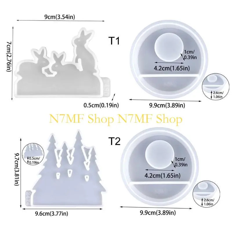 N7MF الشمعدان قالب من السيليكون حامل شموع قالب أرنب/غابات الصنوبر حامل شموع قوالب الجبس قالب ديكورات المنزل #6