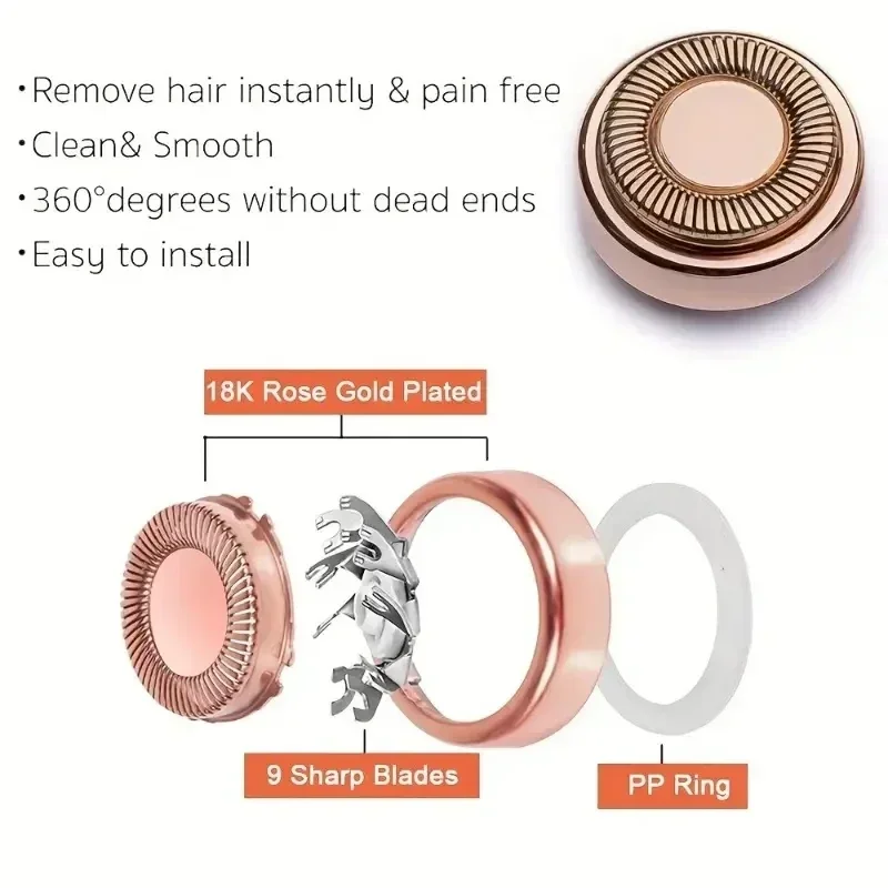 4 pcs Finishing Touch Flawless Facial Hair Remover Replacement Heads - Painless and Effective Hair Removal