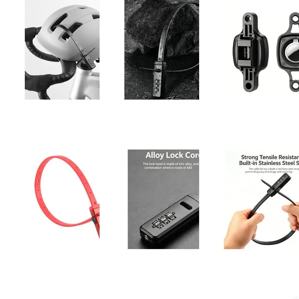 G92C Anti Theft Bike Helmet Lock Replacement 3 Digit Password Nylon Tie Lock