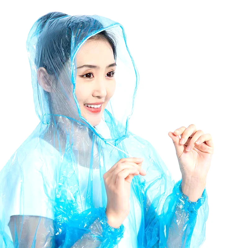 Disposable Compressed Card Poncho Transparent Rainproof Adult Model Portable Thickened Travel Rainwear For River Tracing Rafting