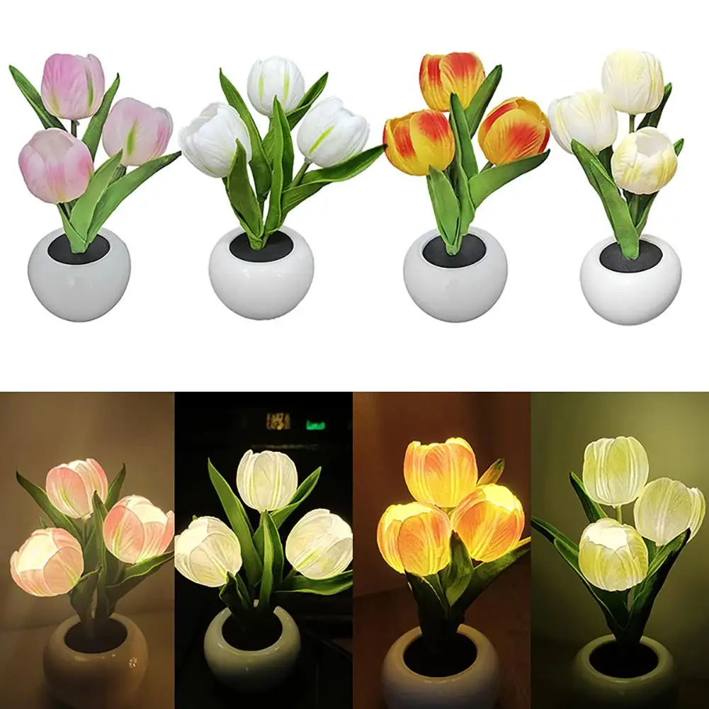 

Led Simulation Tulip Night Light Fake Flower Table Lamp Ornaments For Home Living Room Desktop Decor