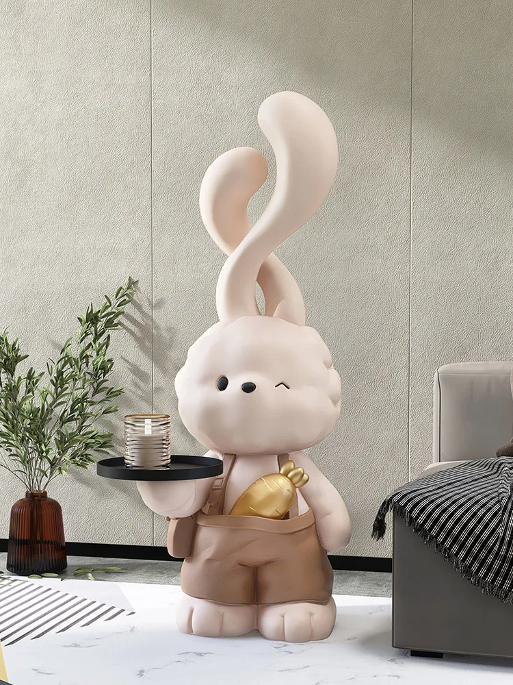 

Home Decor Rabbit Sculpture Interior Figurines Rabbit Resin Statue Tray Storage Ornaments Living Room Household Accessories Gift