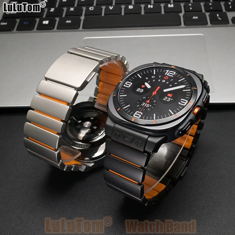 

Ремешок из чистого титана/нержавеющей стали для Samsung Galaxy Watch Ultra 2025 47 мм 8/8Classic 40/44 мм 46 мм Ремешок из фторэластомерного каучука