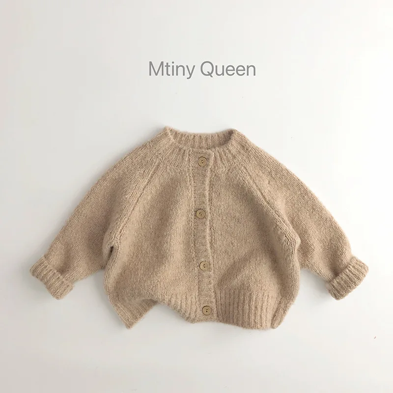 Autumn New Children Long Sleeve Knit Coat Solid Baby Girl Thick Warm Sweater Cardigan Kids Boys Knitted Jacket Toddler Clothes