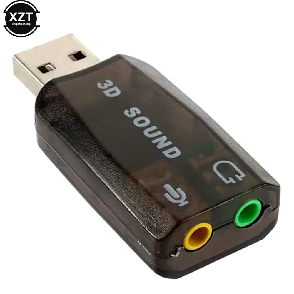 Channel 5.1 External 3D USB Sound Card with 3.5mm Audio Adapter for Computer headphone Stereo Mic Audio USB Converter