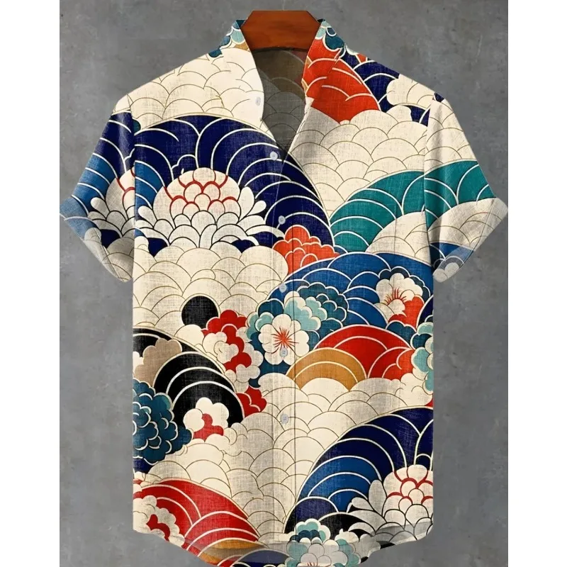 

Men's Clothing Fast Delivery Hawaiian Men's Linen Shirt Abstract Patchwork Pattern Art Print Shirt Beach Vacation Daily Travel
