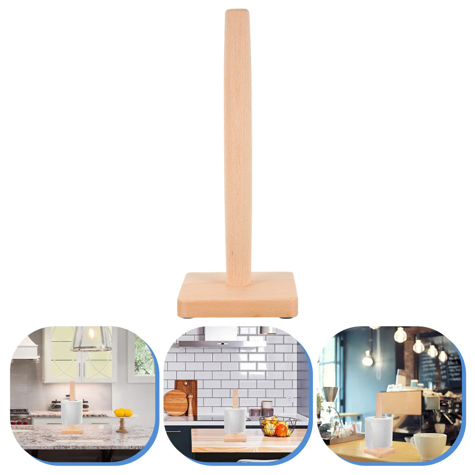 

1pc Standing Towel Holder Kitchen Bathroom Wood Style Tissue Roll Organizer, Toilet Storage Rack, Roll Paper Holder, Paper Towel