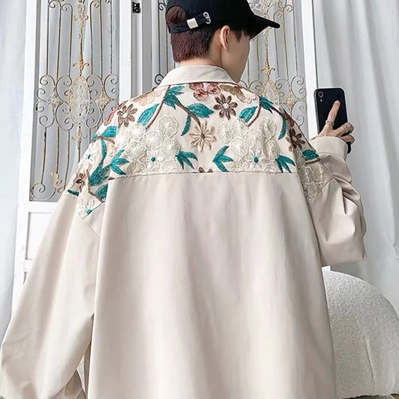 2024 Spring Autumn Elegant Fashion Harajuku Slim Fit Ropa Hombre Loose Casual All Match Outerwear Square Neck Long Sleeve Blusa