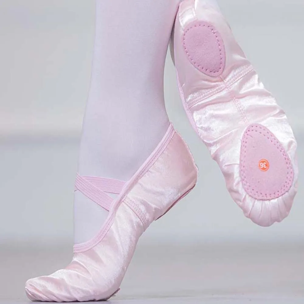 

Балетки из искусственной кожи для девочек, плиссированные мягкие пуанты на плоской подошве, танцевальные тапочки с эластичной лентой 32–38 пятна, сценические выступления
