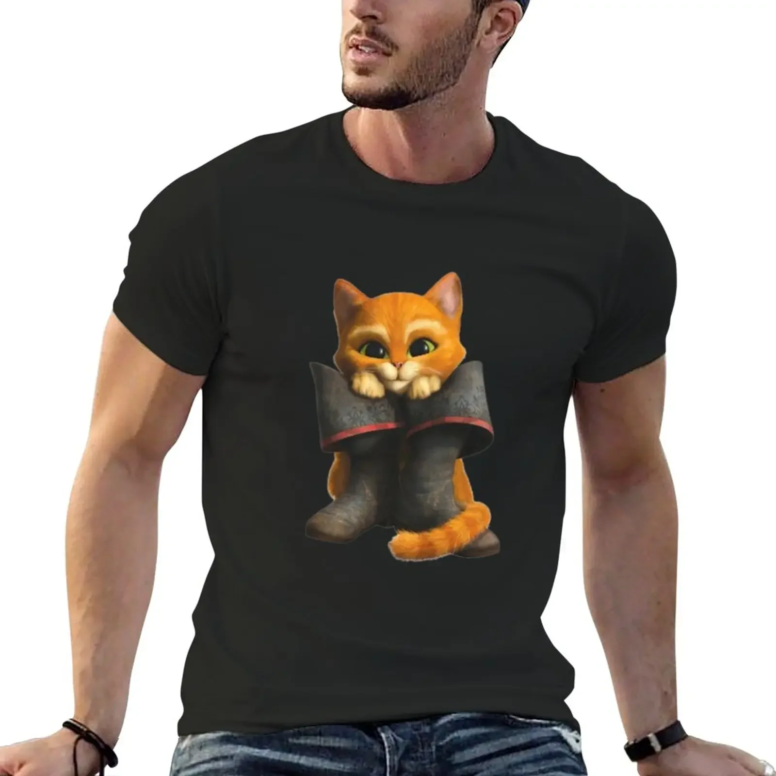 

Puss in Boots T-Shirt summer clothes customs mens tall t shirts