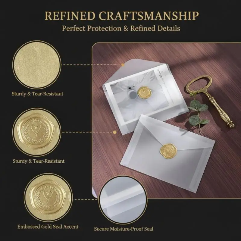 10PCS/Lot Semi-transparent Sulfuric Acid Paper Envelopes For DIY Postcard Card Storage Wedding Invitation Gift Packing