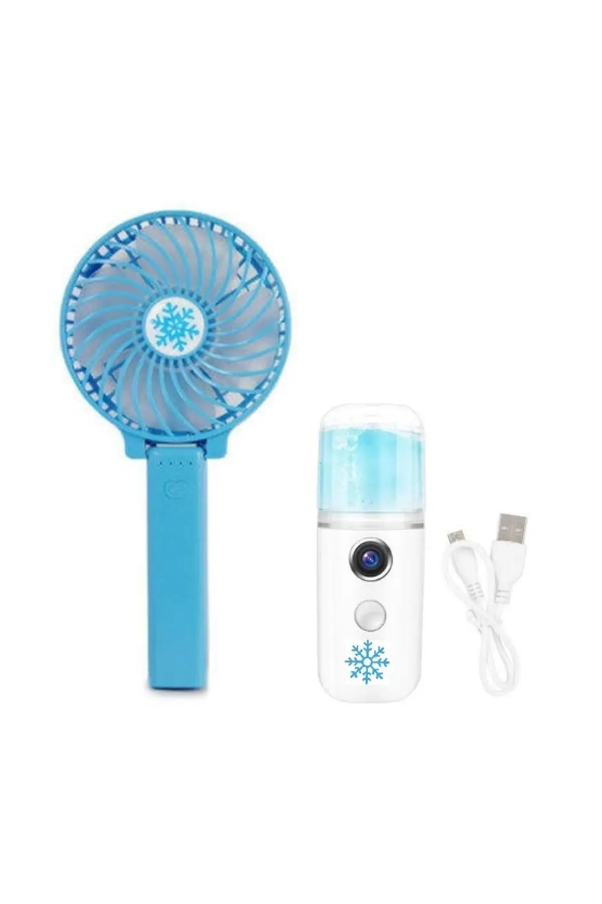 2li Serinlik set rechargeable Mini Fan table top hand Fan/rechargeable cold steam device (blue)